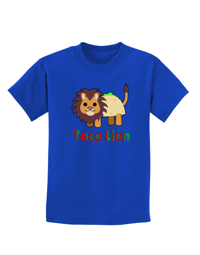 Cute Taco Lion Text Childrens Dark T-Shirt-Childrens T-Shirt-TooLoud-Royal-Blue-X-Small-Davson Sales