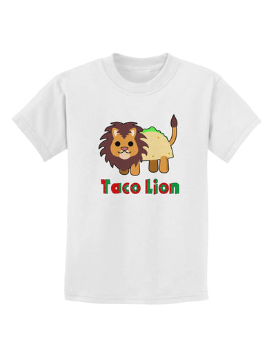 Cute Taco Lion Text Childrens T-Shirt-Childrens T-Shirt-TooLoud-White-X-Small-Davson Sales