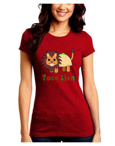 Cute Taco Lion Text Juniors Petite Crew Dark T-Shirt-T-Shirts Juniors Tops-TooLoud-Red-Juniors Fitted Small-Davson Sales