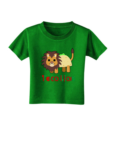 Cute Taco Lion Text Toddler T-Shirt Dark-Toddler T-Shirt-TooLoud-Clover-Green-2T-Davson Sales