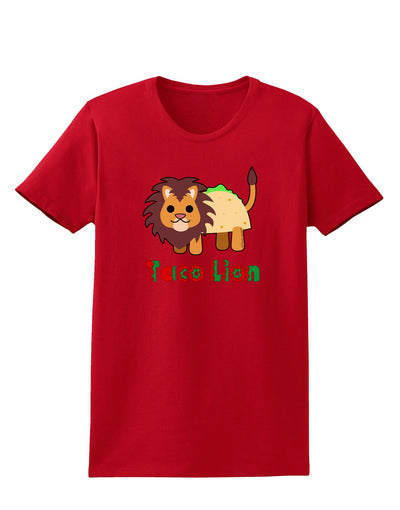 Cute Taco Lion Text Womens Dark T-Shirt-TooLoud-Red-X-Small-Davson Sales