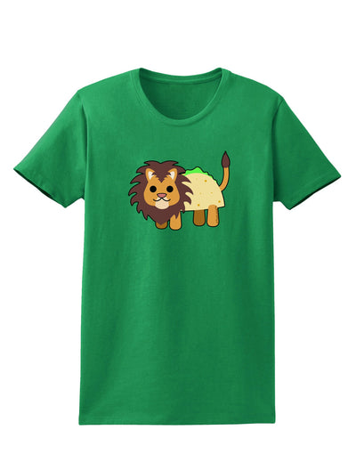 Cute Taco Lion Womens Dark T-Shirt-TooLoud-Kelly-Green-X-Small-Davson Sales