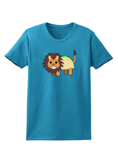 Cute Taco Lion Womens Dark T-Shirt-TooLoud-Turquoise-X-Small-Davson Sales