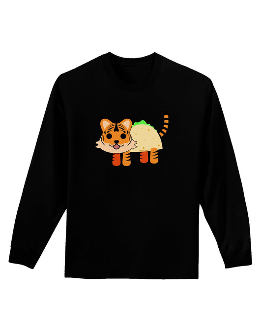 Cute Taco Tiger Adult Long Sleeve Dark T-Shirt-TooLoud-Black-Small-Davson Sales