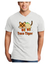 Cute Taco Tiger Text Adult V-Neck T-shirt-Mens V-Neck T-Shirt-TooLoud-White-Small-Davson Sales