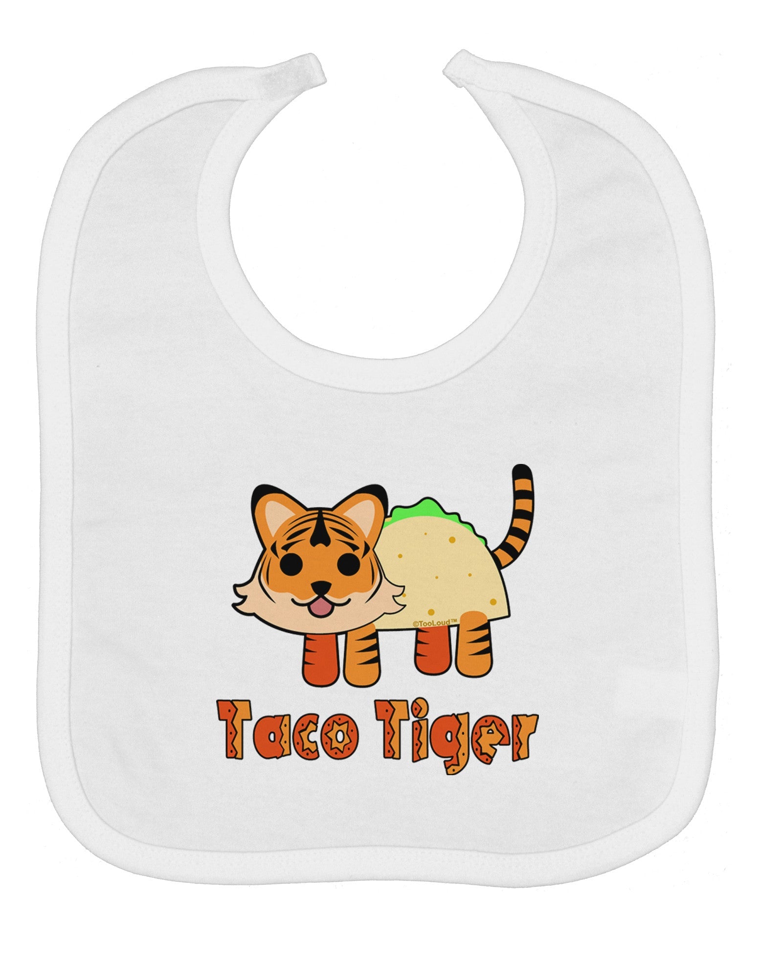 Cute Taco Tiger Text Baby Bib
