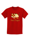 Cute Taco Tiger Text Childrens Dark T-Shirt-Childrens T-Shirt-TooLoud-Red-X-Small-Davson Sales