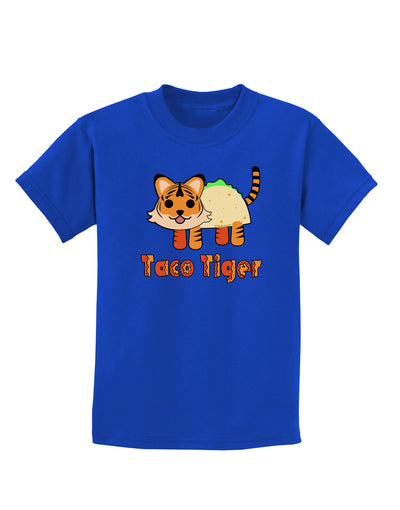 Cute Taco Tiger Text Childrens Dark T-Shirt-Childrens T-Shirt-TooLoud-Royal-Blue-X-Small-Davson Sales