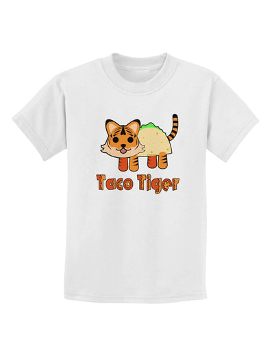 Cute Taco Tiger Text Childrens T-Shirt-Childrens T-Shirt-TooLoud-White-X-Small-Davson Sales