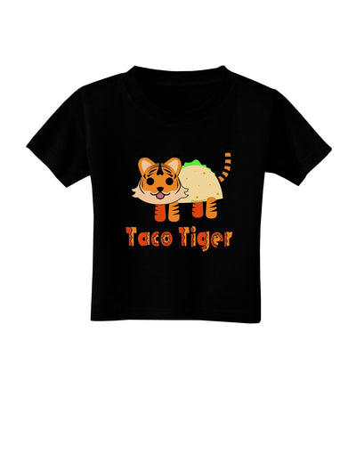 Cute Taco Tiger Text Toddler T-Shirt Dark-Toddler T-Shirt-TooLoud-Black-2T-Davson Sales