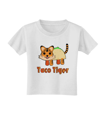 Cute Taco Tiger Text Toddler T-Shirt-Toddler T-Shirt-TooLoud-White-2T-Davson Sales