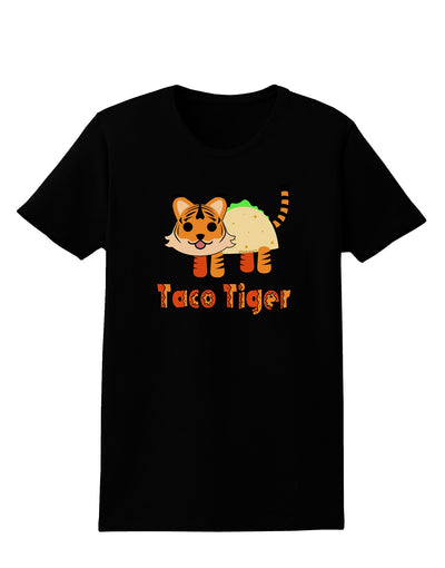 Cute Taco Tiger Text Womens Dark T-Shirt-TooLoud-Black-X-Small-Davson Sales