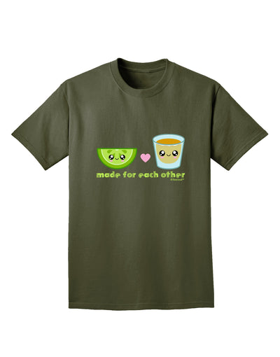 Cute Tequila Shot and Lime - Made For Each Other Adult Dark T-Shirt by TooLoud-Mens T-Shirt-TooLoud-Military-Green-Small-Davson Sales