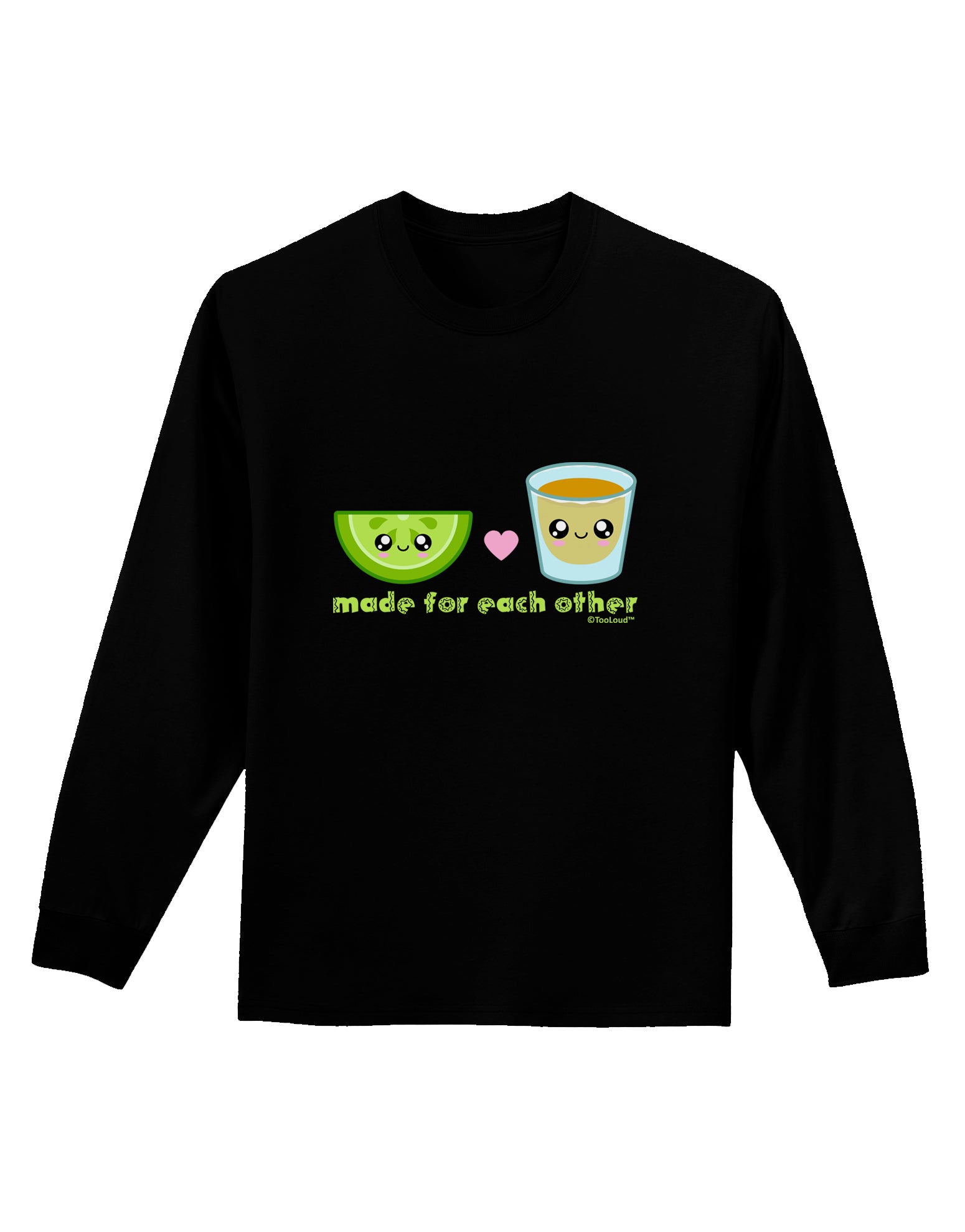 Cute Tequila Shot and Lime - Made For Each Other Adult Long Sleeve Dark T-Shirt by TooLoud-TooLoud-Black-Small-Davson Sales
