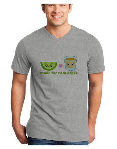 Cute Tequila Shot and Lime - Made For Each Other Adult V-Neck T-shirt by TooLoud-Mens V-Neck T-Shirt-TooLoud-HeatherGray-Small-Davson Sales