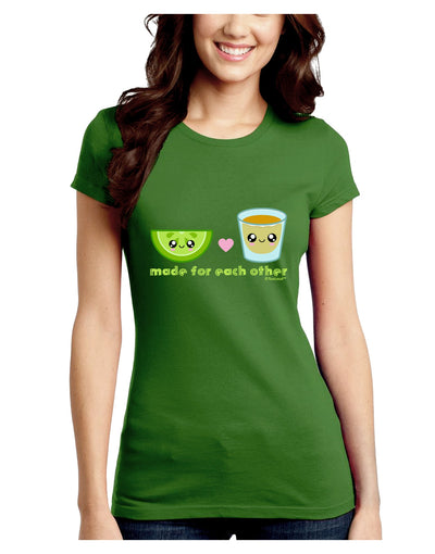 Cute Tequila Shot and Lime - Made For Each Other Juniors Crew Dark T-Shirt by TooLoud-T-Shirts Juniors Tops-TooLoud-Kiwi-Green-Juniors Fitted X-Small-Davson Sales