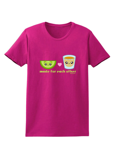 Cute Tequila Shot and Lime - Made For Each Other Womens Dark T-Shirt by TooLoud-Womens T-Shirt-TooLoud-Hot-Pink-Small-Davson Sales