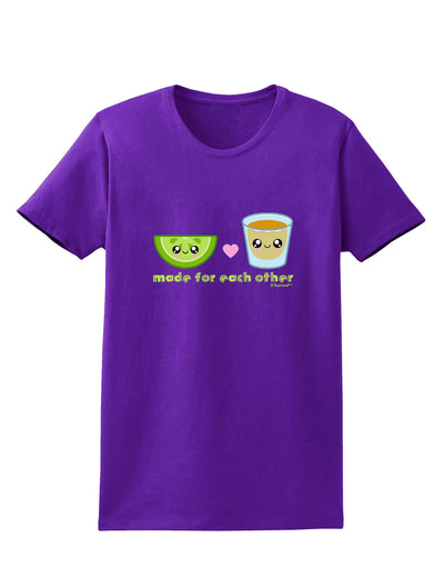 Cute Tequila Shot and Lime - Made For Each Other Womens Dark T-Shirt by TooLoud-Womens T-Shirt-TooLoud-Purple-X-Small-Davson Sales