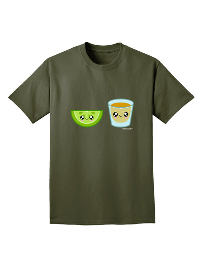 Cute Tequila Shot and Lime Wedge Adult Dark T-Shirt by TooLoud-Mens T-Shirt-TooLoud-Military-Green-Small-Davson Sales