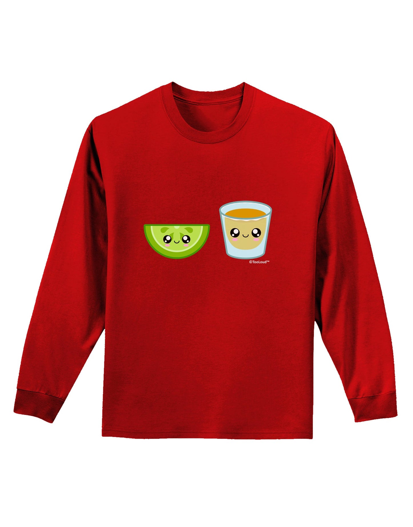Cute Tequila Shot and Lime Wedge Adult Long Sleeve Dark T-Shirt by TooLoud-TooLoud-Red-Small-Davson Sales