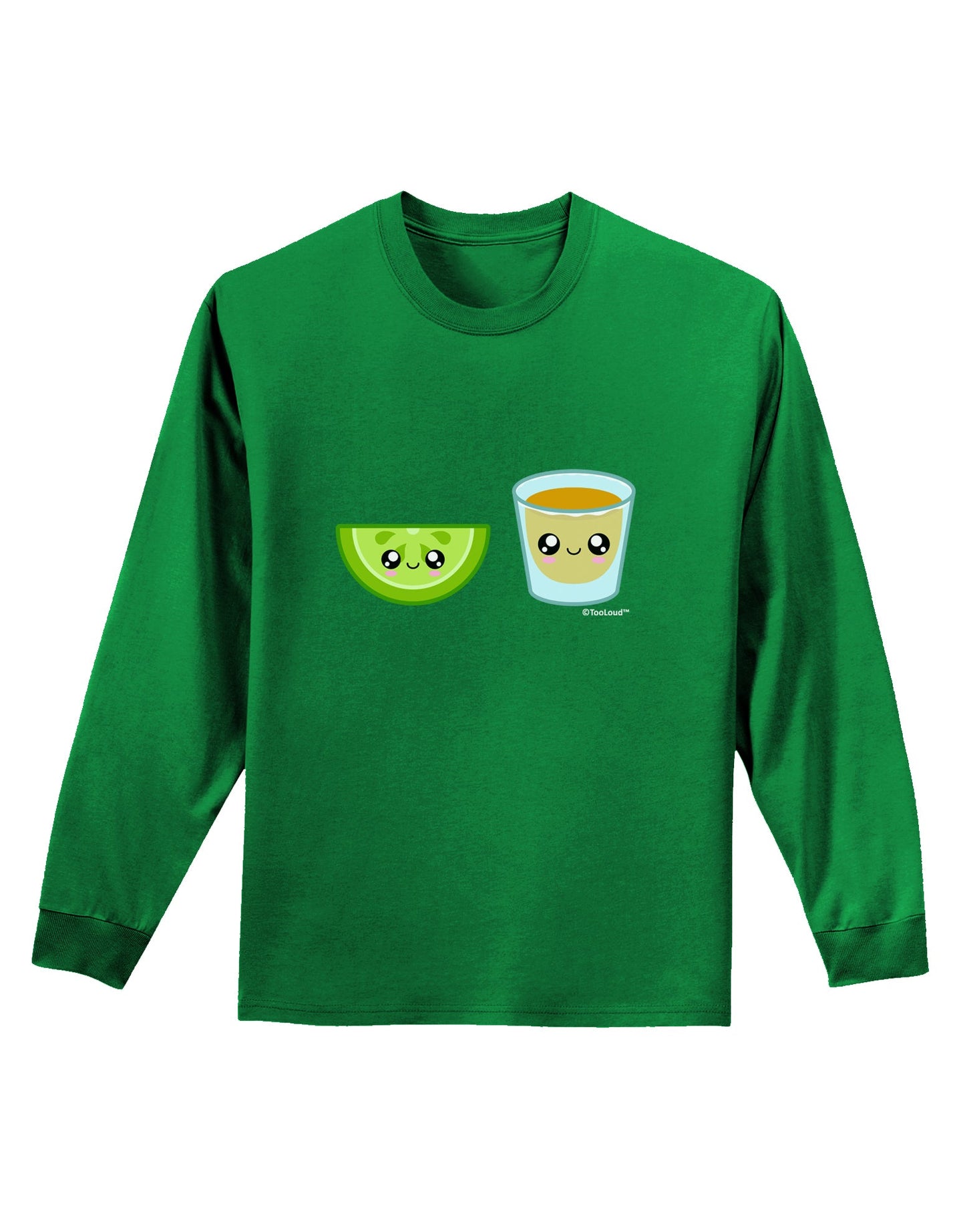 Cute Tequila Shot and Lime Wedge Adult Long Sleeve Dark T-Shirt by TooLoud-TooLoud-Kelly-Green-Small-Davson Sales