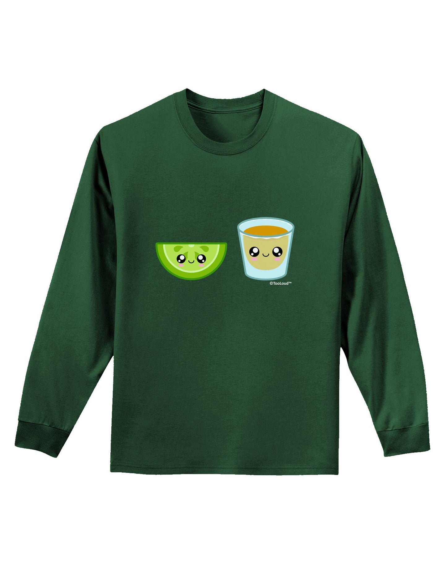 Cute Tequila Shot and Lime Wedge Adult Long Sleeve Dark T-Shirt by TooLoud-TooLoud-Dark-Green-Small-Davson Sales