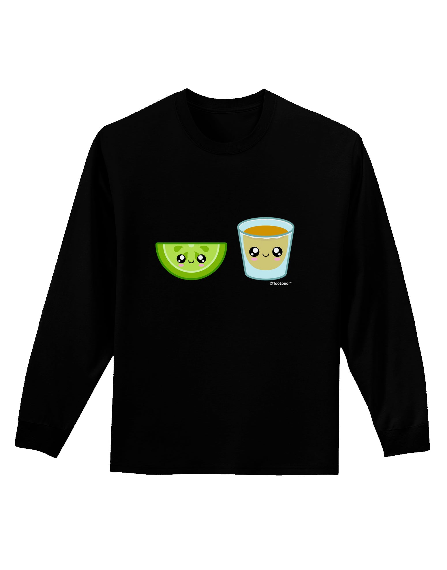 Cute Tequila Shot and Lime Wedge Adult Long Sleeve Dark T-Shirt by TooLoud-TooLoud-Black-Small-Davson Sales