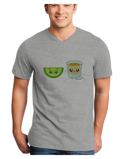 Cute Tequila Shot and Lime Wedge Adult V-Neck T-shirt by TooLoud-Mens V-Neck T-Shirt-TooLoud-HeatherGray-Small-Davson Sales