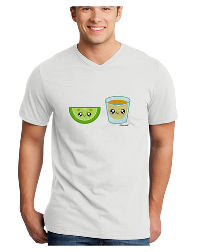 Cute Tequila Shot and Lime Wedge Adult V-Neck T-shirt by TooLoud-Mens V-Neck T-Shirt-TooLoud-White-Small-Davson Sales