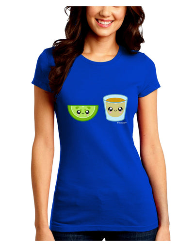 Cute Tequila Shot and Lime Wedge Juniors Crew Dark T-Shirt by TooLoud-T-Shirts Juniors Tops-TooLoud-Royal-Blue-Juniors Fitted Small-Davson Sales