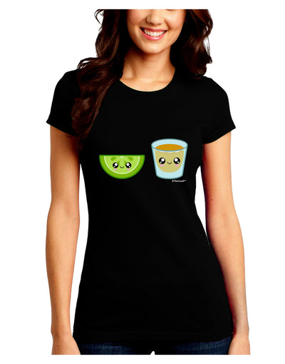 Cute Tequila Shot and Lime Wedge Juniors Crew Dark T-Shirt by TooLoud-T-Shirts Juniors Tops-TooLoud-Black-Juniors Fitted Small-Davson Sales