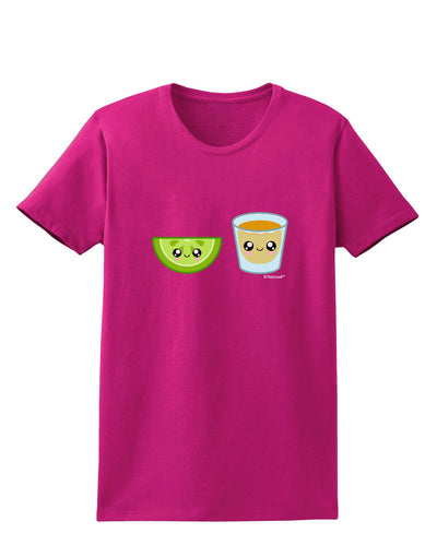 Cute Tequila Shot and Lime Wedge Womens Dark T-Shirt by TooLoud-Womens T-Shirt-TooLoud-Hot-Pink-Small-Davson Sales