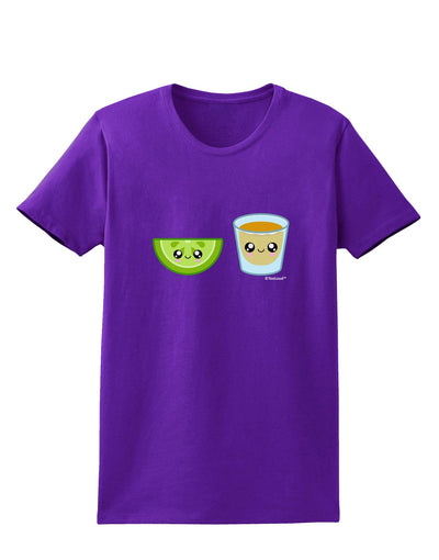 Cute Tequila Shot and Lime Wedge Womens Dark T-Shirt by TooLoud-Womens T-Shirt-TooLoud-Purple-X-Small-Davson Sales