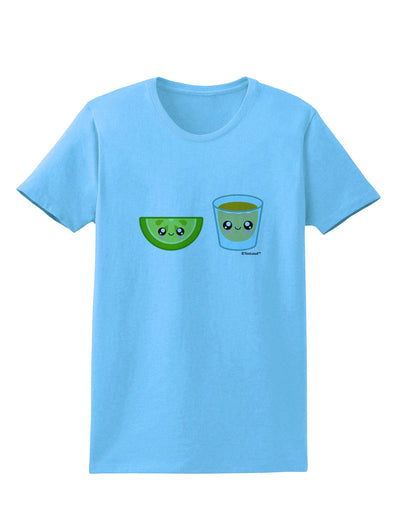 Cute Tequila Shot and Lime Wedge Womens T-Shirt by TooLoud-Womens T-Shirt-TooLoud-Aquatic-Blue-X-Small-Davson Sales