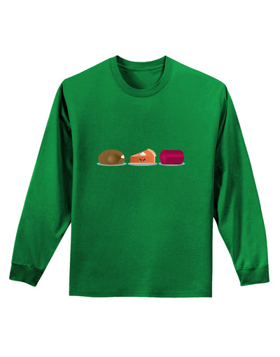 Cute Thanksgiving Food Adult Long Sleeve Dark T-Shirt-TooLoud-Kelly-Green-Small-Davson Sales