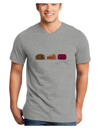 Cute Thanksgiving Food Adult V-Neck T-shirt-Mens V-Neck T-Shirt-TooLoud-HeatherGray-Small-Davson Sales