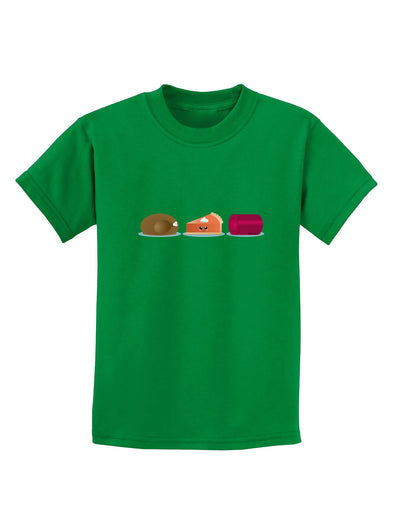 Cute Thanksgiving Food Childrens Dark T-Shirt-Childrens T-Shirt-TooLoud-Kelly-Green-X-Small-Davson Sales