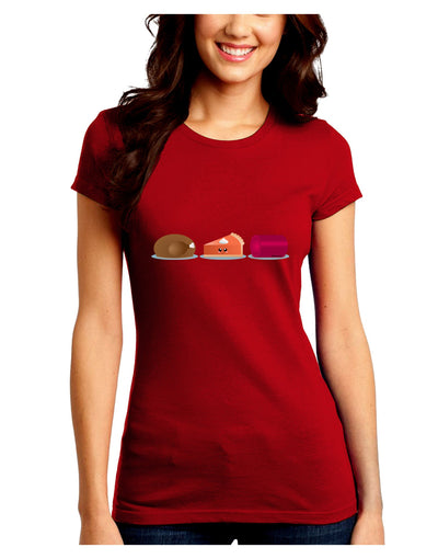 Cute Thanksgiving Food Juniors Crew Dark T-Shirt-T-Shirts Juniors Tops-TooLoud-Red-Juniors Fitted Small-Davson Sales