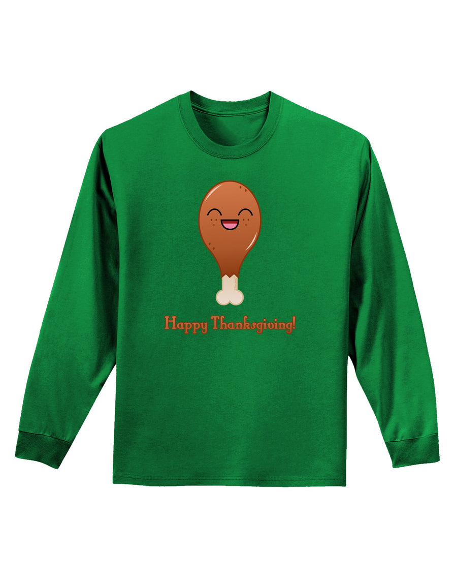 Cute Turkey Leg - Happy Thanksgiving Adult Long Sleeve Dark T-Shirt-TooLoud-Black-Small-Davson Sales