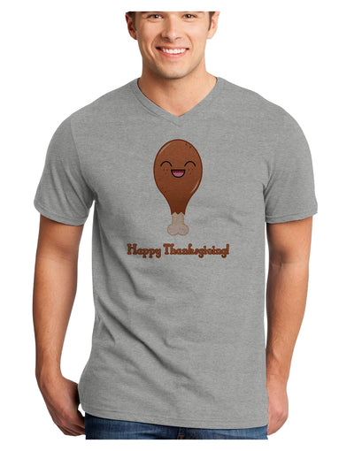 Cute Turkey Leg - Happy Thanksgiving Adult V-Neck T-shirt-Mens V-Neck T-Shirt-TooLoud-HeatherGray-Small-Davson Sales