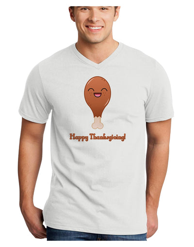 Cute Turkey Leg - Happy Thanksgiving Adult V-Neck T-shirt-Mens V-Neck T-Shirt-TooLoud-White-Small-Davson Sales