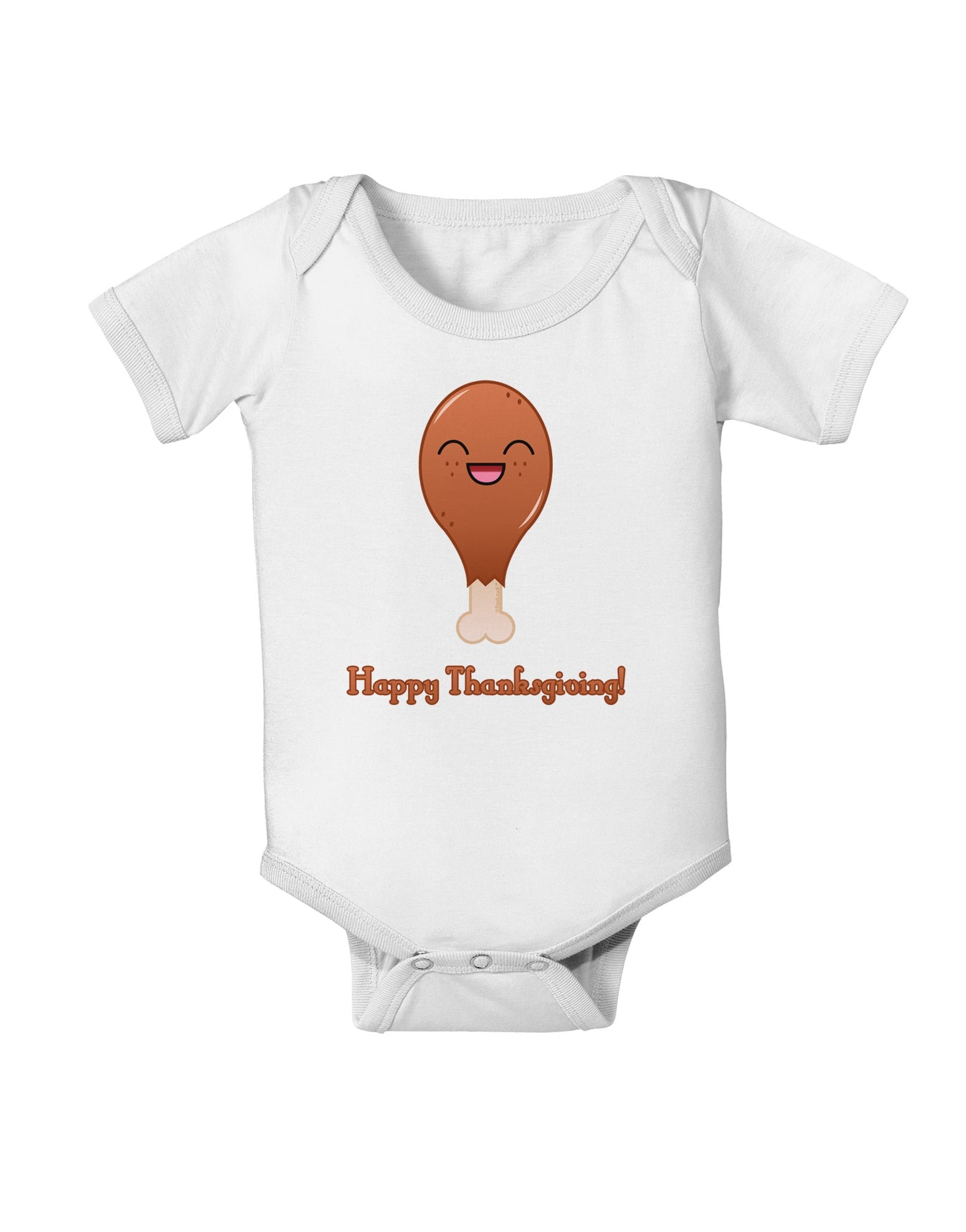 Cute Turkey Leg - Happy Thanksgiving Baby Romper Bodysuit-Baby Romper-TooLoud-White-06-Months-Davson Sales