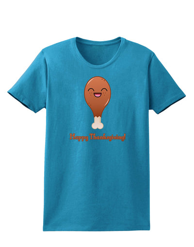 Cute Turkey Leg - Happy Thanksgiving Womens Dark T-Shirt-Womens T-Shirt-TooLoud-Turquoise-X-Small-Davson Sales