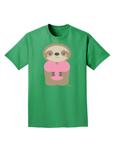 Cute Valentine Sloth Holding Heart Adult Dark T-Shirt by TooLoud-Mens T-Shirt-TooLoud-Kelly-Green-Small-Davson Sales
