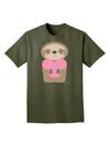 Cute Valentine Sloth Holding Heart Adult Dark T-Shirt by TooLoud-Mens T-Shirt-TooLoud-Military-Green-Small-Davson Sales