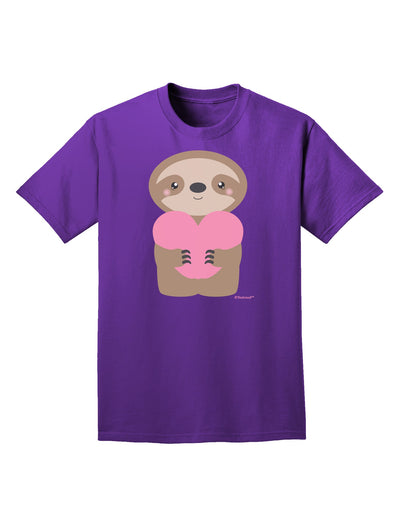 Cute Valentine Sloth Holding Heart Adult Dark T-Shirt by TooLoud-Mens T-Shirt-TooLoud-Purple-Small-Davson Sales