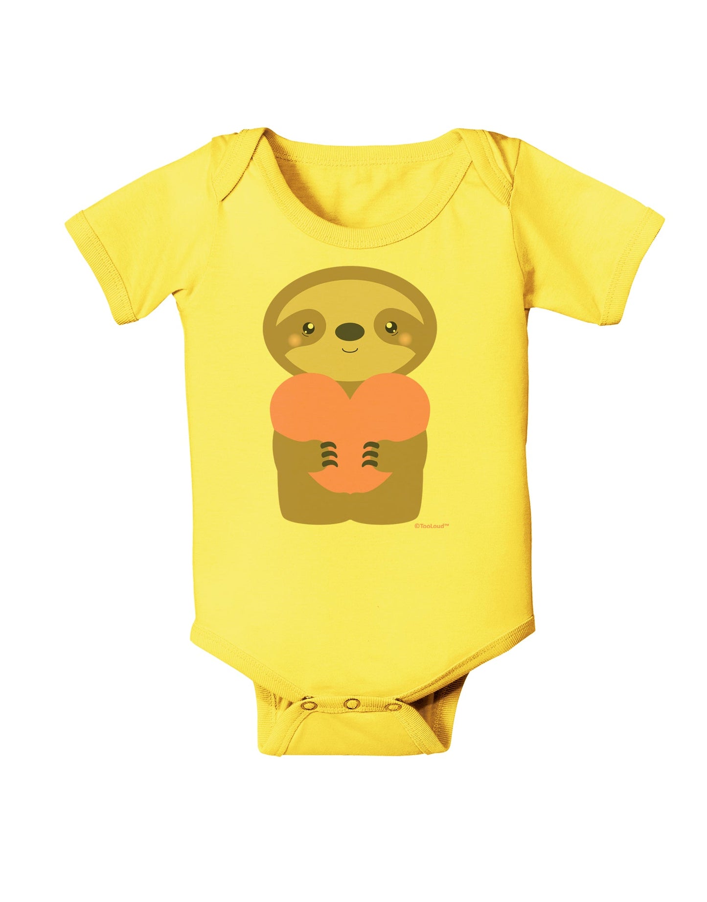 Cute Valentine Sloth Holding Heart Baby Romper Bodysuit by TooLoud-Baby Romper-TooLoud-Yellow-06-Months-Davson Sales