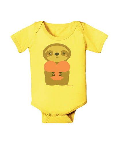 Cute Valentine Sloth Holding Heart Baby Romper Bodysuit by TooLoud-Baby Romper-TooLoud-Yellow-06-Months-Davson Sales