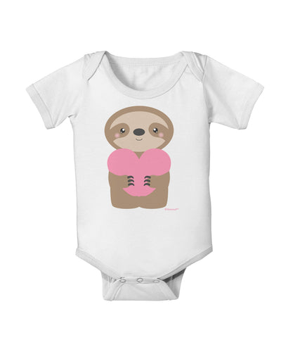 Cute Valentine Sloth Holding Heart Baby Romper Bodysuit by TooLoud-Baby Romper-TooLoud-White-06-Months-Davson Sales