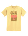 Cute Valentine Sloth Holding Heart Childrens T-Shirt by TooLoud-Childrens T-Shirt-TooLoud-Daffodil-Yellow-X-Small-Davson Sales